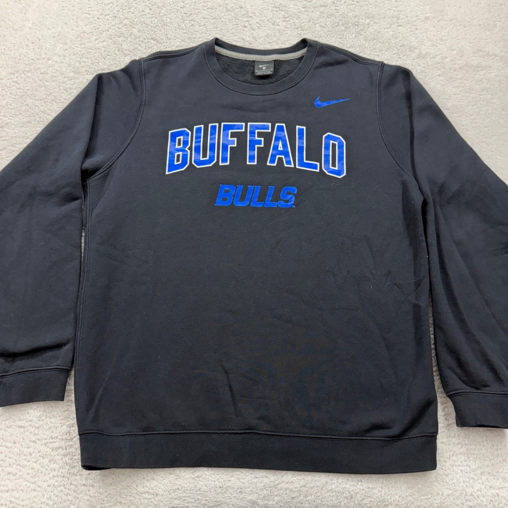 Nike Buffalo Bulls Sweatshirt Mens Medium Black Blue Crewneck Fleece Pullover